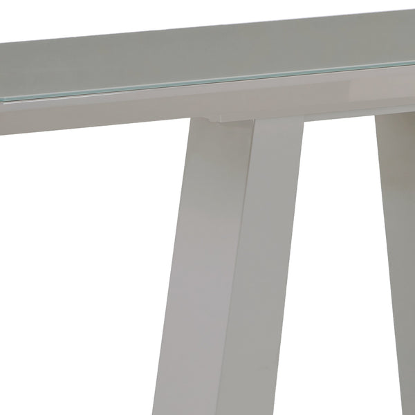 Worldwide Home Furnishings Corvus-console Table - Stylish Warm Grey Finish With Tempered Glass Top & Modern Pedestal Base Warm Grey Engineered Wood,Glass 502-159wgy