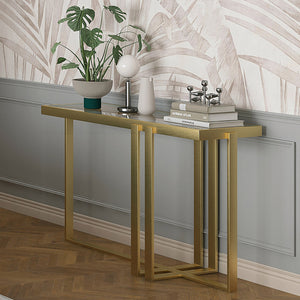 Worldwide Home Furnishings Paxton-console Table - Elegant Gold Finish With Clear Glass Top For Modern Living Room Décor Brushed Gold Metal,Glass 502-167gl