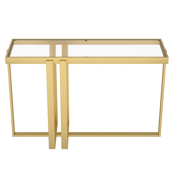 Worldwide Home Furnishings Paxton-console Table - Elegant Gold Finish With Clear Glass Top For Modern Living Room Décor Brushed Gold Metal,Glass 502-167gl