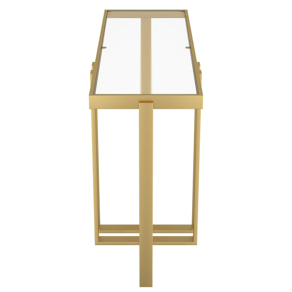 Worldwide Home Furnishings Paxton-console Table - Elegant Gold Finish With Clear Glass Top For Modern Living Room Décor Brushed Gold Metal,Glass 502-167gl