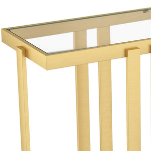 Worldwide Home Furnishings Paxton-console Table - Elegant Gold Finish With Clear Glass Top For Modern Living Room Décor Brushed Gold Metal,Glass 502-167gl