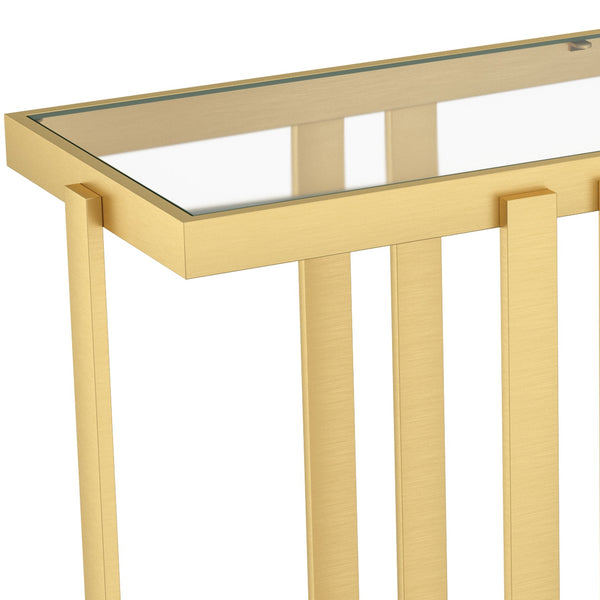Worldwide Home Furnishings Paxton-console Table - Elegant Gold Finish With Clear Glass Top For Modern Living Room Décor Brushed Gold Metal,Glass 502-167gl