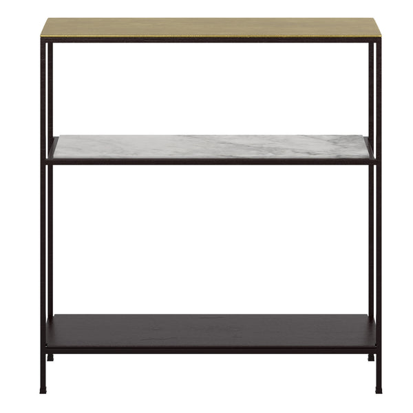 Worldwide Home Furnishings Izzy-console Table - Chic Antique Gold & Black Metal Design With Marble Shelf For Small Spaces Antique Gold,Black Metal,Marble 502-179gl_Bk