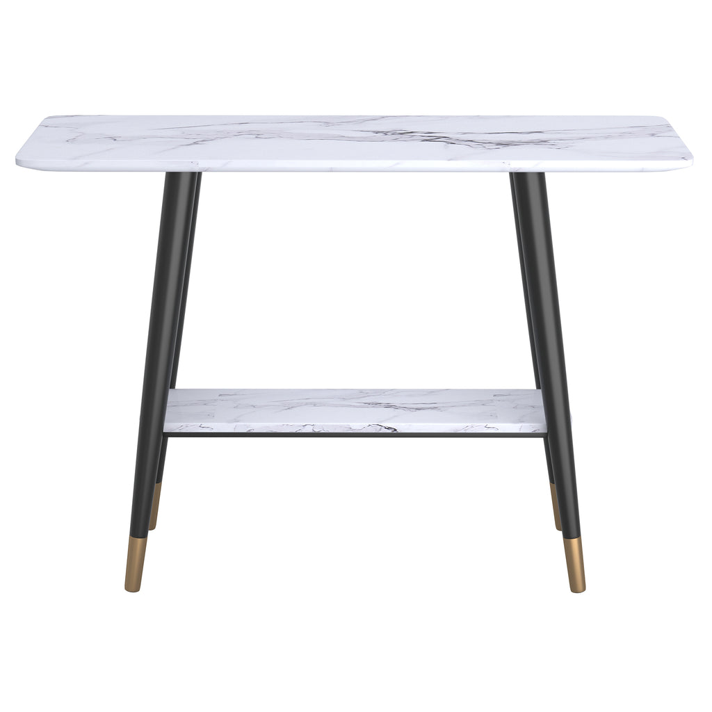 !nspire Emery 2Tier Console Table White White Faux Marble/Black Mdf/Metal