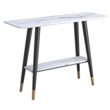 !nspire Emery 2Tier Console Table White White Faux Marble/Black Mdf/Metal