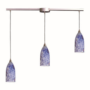 Verona 36'' Wide 3-Light Pendant - Satin Nickel with Starburst Blue Glass 502-3L-BL Elk Lighting