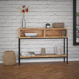 !nspire Ojas Console Table Natural Burnt Natural Burnt/Black Solid Wood/Wrought Iron