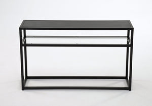 Worldwide Home Furnishings Quinn-console Elegant Black Table With Glass Shelf - Perfect For Hallways & Modern Interiors Black Metal,Glass,Engineered Wood 502-524bk