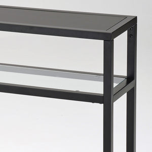 Worldwide Home Furnishings Quinn-console Elegant Black Table With Glass Shelf - Perfect For Hallways & Modern Interiors Black Metal,Glass,Engineered Wood 502-524bk
