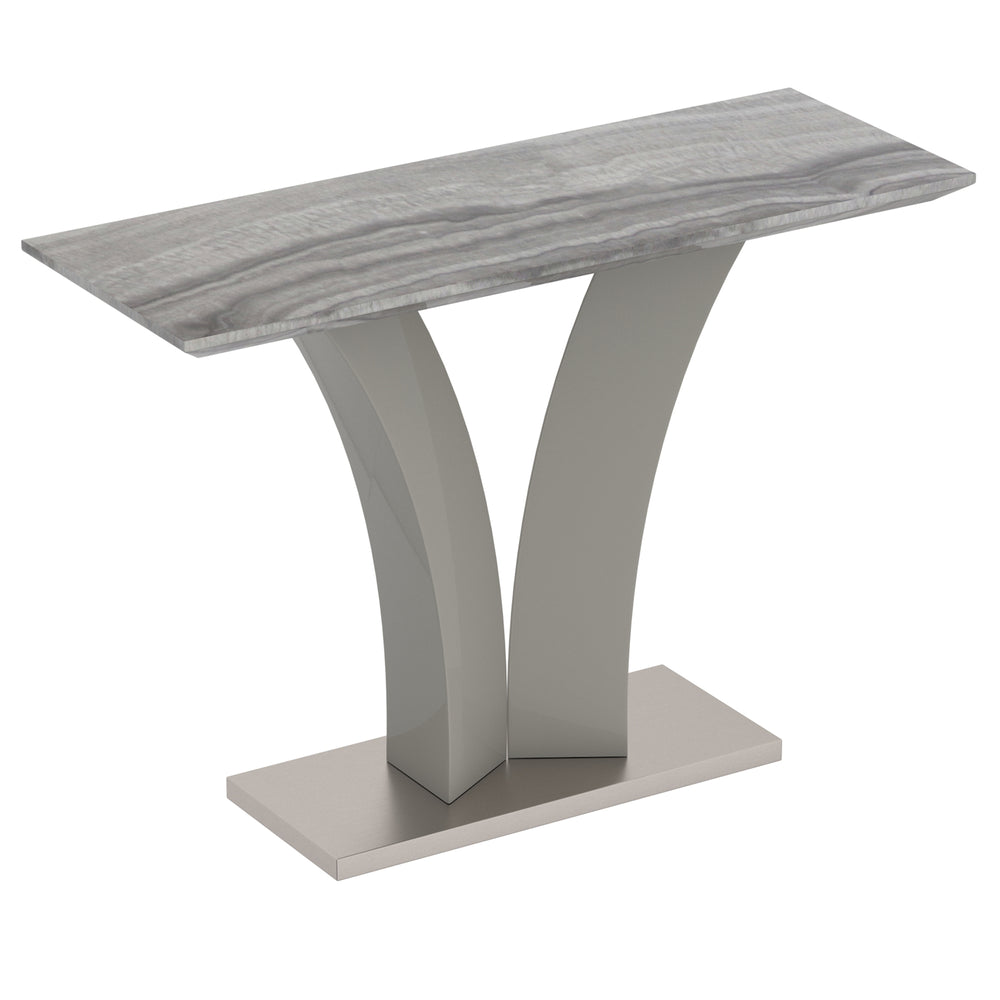 Worldwide Home Furnishings Napoli-console Table - Modern Marble Look, Stylish Grey Finish With Geometric Base For Any Space Light Grey Faux Marble,Stainless Steel 502-545gy