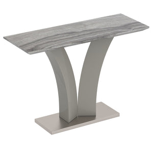 Worldwide Home Furnishings Napoli-console Table - Modern Marble Look, Stylish Grey Finish With Geometric Base For Any Space Light Grey Faux Marble,Stainless Steel 502-545gy