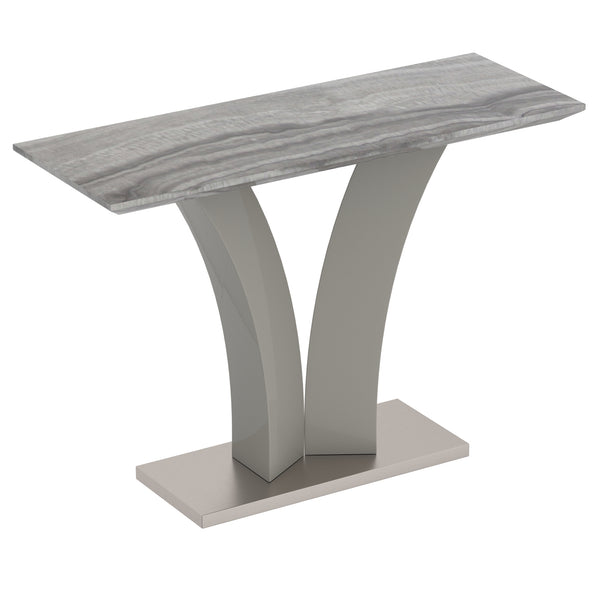 Worldwide Home Furnishings Napoli-console Table - Modern Marble Look, Stylish Grey Finish With Geometric Base For Any Space Light Grey Faux Marble,Stainless Steel 502-545gy