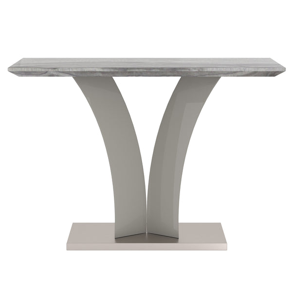 Worldwide Home Furnishings Napoli-console Table - Modern Marble Look, Stylish Grey Finish With Geometric Base For Any Space Light Grey Faux Marble,Stainless Steel 502-545gy