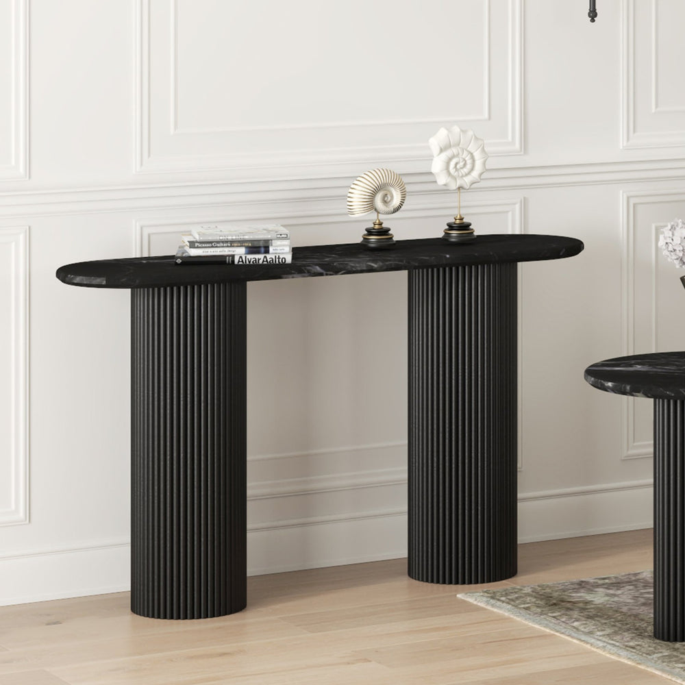 Worldwide Home Furnishings Jilsa-console Table - Exquisite Mango Wood & Beveled Marble Top For Elegant Home Décor Style Black,Black Solid Wood,Marble 502-551blk