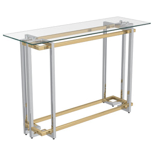 Worldwide Home Furnishings Florina-console Stylish Metal & Glass Table With Gold & Silver Finish - Perfect For Any Space Silver,Gold Metal,Glass 502-561ch