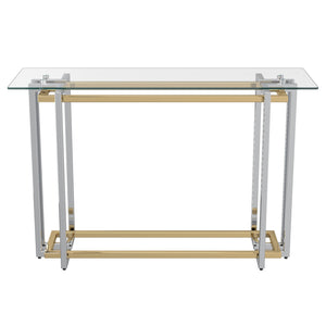Worldwide Home Furnishings Florina-console Stylish Metal & Glass Table With Gold & Silver Finish - Perfect For Any Space Silver,Gold Metal,Glass 502-561ch