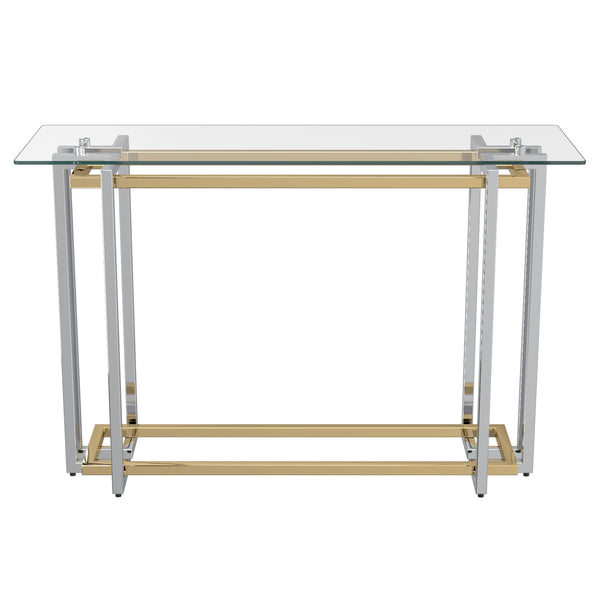 Worldwide Home Furnishings Florina-console Stylish Metal & Glass Table With Gold & Silver Finish - Perfect For Any Space Silver,Gold Metal,Glass 502-561ch