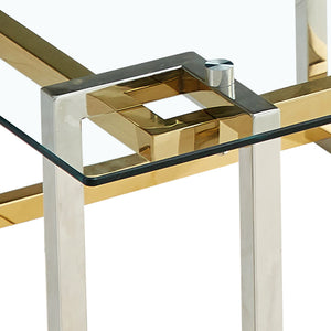 Worldwide Home Furnishings Florina-console Stylish Metal & Glass Table With Gold & Silver Finish - Perfect For Any Space Silver,Gold Metal,Glass 502-561ch