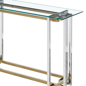 Worldwide Home Furnishings Florina-console Stylish Metal & Glass Table With Gold & Silver Finish - Perfect For Any Space Silver,Gold Metal,Glass 502-561ch