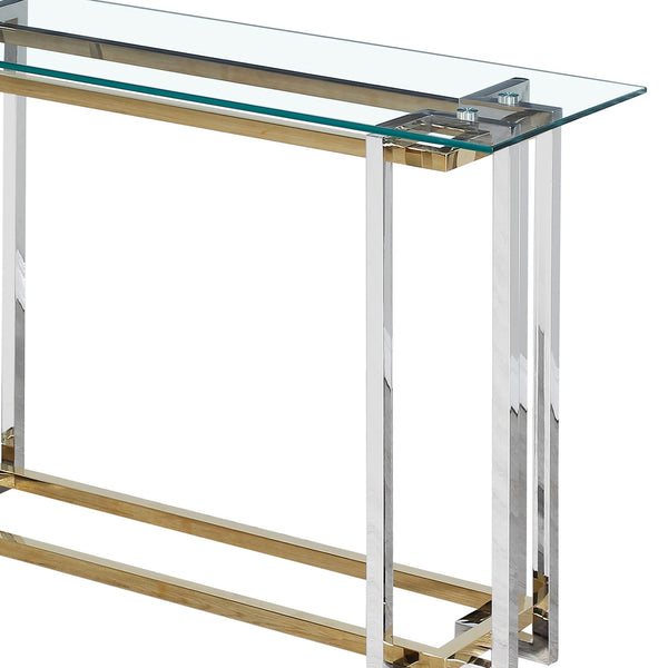 Worldwide Home Furnishings Florina-console Stylish Metal & Glass Table With Gold & Silver Finish - Perfect For Any Space Silver,Gold Metal,Glass 502-561ch