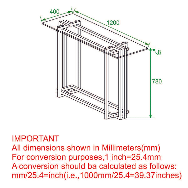 Worldwide Home Furnishings Florina-console Stylish Metal & Glass Table With Gold & Silver Finish - Perfect For Any Space Silver,Gold Metal,Glass 502-561ch