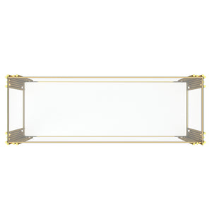 Worldwide Home Furnishings Estrel-console Table – Contemporary Art-deco Design With Polished Metal Frame And Glass Display Storage Gold Metal,Glass 502-630gl