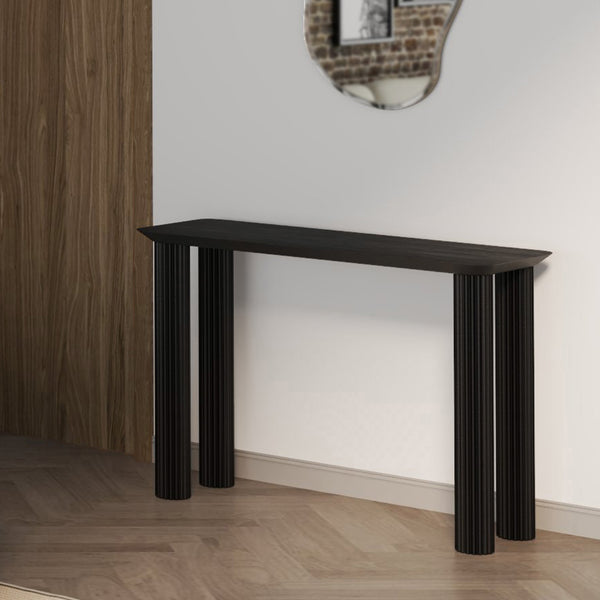 Worldwide Home Furnishings Sangra-console Table - Chic Solid Mango Wood Design With Reeded Legs For A Stylish Home Accent Black Solid Wood 502-751blk