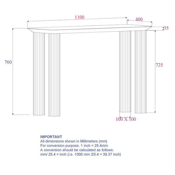 Worldwide Home Furnishings Sangra-console Table - Chic Solid Mango Wood Design With Reeded Legs For A Stylish Home Accent Black Solid Wood 502-751blk