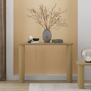 Worldwide Home Furnishings Sangra-console Table - Chic Solid Mango Wood Design With Reeded Legs For A Stylish Home Accent Natural Solid Wood 502-751nat