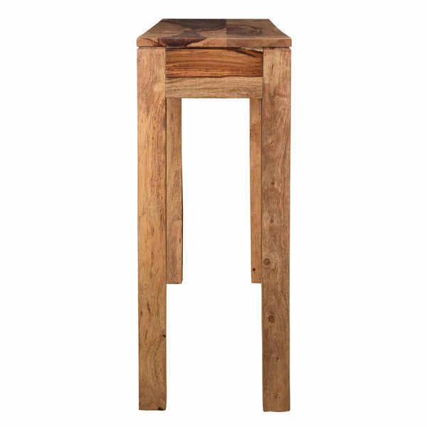 Worldwide Home Furnishings Idris-console/Desk-dark: Handcrafted Sheesham Wood Table With Drawer For Entryway & Hallway Charm Dark Sheesham Solid Wood 502-814dsh