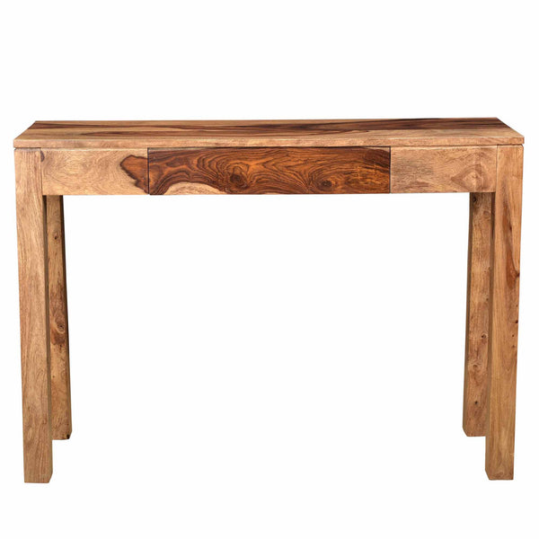 Worldwide Home Furnishings Idris-console/Desk-dark: Handcrafted Sheesham Wood Table With Drawer For Entryway & Hallway Charm Dark Sheesham Solid Wood 502-814dsh