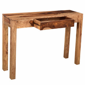 Worldwide Home Furnishings Idris-console/Desk-dark: Handcrafted Sheesham Wood Table With Drawer For Entryway & Hallway Charm Dark Sheesham Solid Wood 502-814dsh