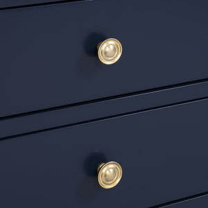 English Elm Winston 2-Drawer Storage Nightstand with Brushed Gold Knobs, Open Shelf, Fluted Legs, No Assembly Dark Blue B050P376957