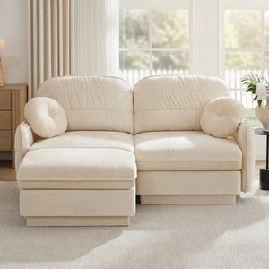 English Elm Chenille Cloud Loveseat with Quilted Back Pillows Deep Seat Comfort for Living Room W714S01748