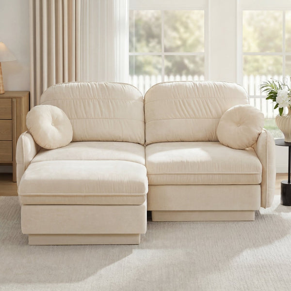 English Elm Chenille Cloud Loveseat with Quilted Back Pillows Deep Seat Comfort for Living Room W714S01748