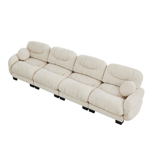 English Elm Pleated Chenille Modular Sofa with Ergonomic Foam Cushions and Sculptural Curved Armrests Beige W5656S00043