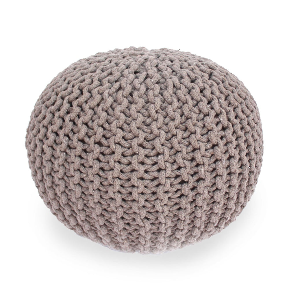 English Elm Moro Chunky Cable Knit Cotton Round Pouf Artisan Footrest for Living Room or Nursery 60480.00BRN