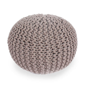 English Elm Moro Chunky Cable Knit Cotton Round Pouf Artisan Footrest for Living Room or Nursery 60480.00BRN