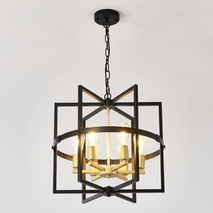 English Elm 6-light Tiered Lantern Chandelier Metal Industrial Farmhouse Pendant for Foyer Dining W5008P464267