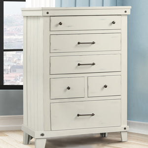 English Elm 6 Drawer Dresser with Book-Matched Veneers, Solid Wood & MDF, Side-Mounted Guides, Custom Hardware White 41 L x 20.5 W x 52.25 H B2699P239137