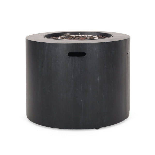 English Elm Circular Powder Coated Iron Propane Fire Pit 50000 Btu Outdoor Patio Gatherings N772P405046B