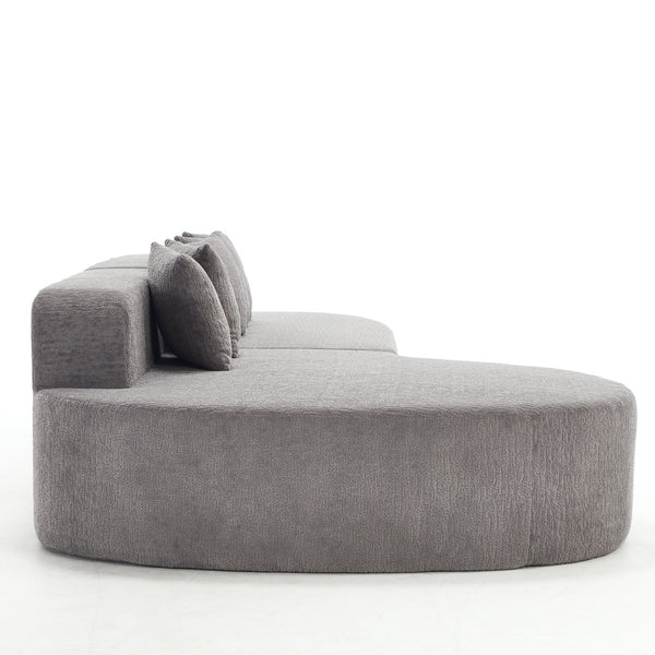 English Elm 110.2" Boneless Couches Sectional Curved L-Shape Sofa with Deep Seat, 5 Pillows, Chenille Flannelette Comfort W1249S00010