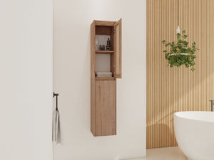 English Elm 12" Bathroom Side Cabinet - Modern Wall-Mounted Design With Soft-Close Doors & Space-Saving Style W999S00340