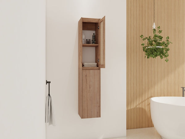 English Elm 12" Bathroom Side Cabinet - Modern Wall-Mounted Design With Soft-Close Doors & Space-Saving Style W999S00340