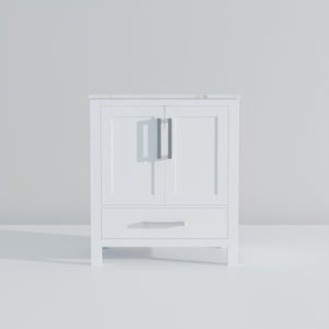 English Elm White Solid Wood Bath Vanity 30"W x 22"D with Carrara Marble Top, Soft-Close Drawer, Spacious Storage B2731P258774