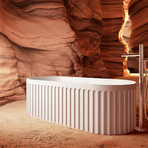 English Elm 67" Freestanding Stone Resin Soaking Tub Ergonomic Lumbar Spa Bath Matte White W157378890