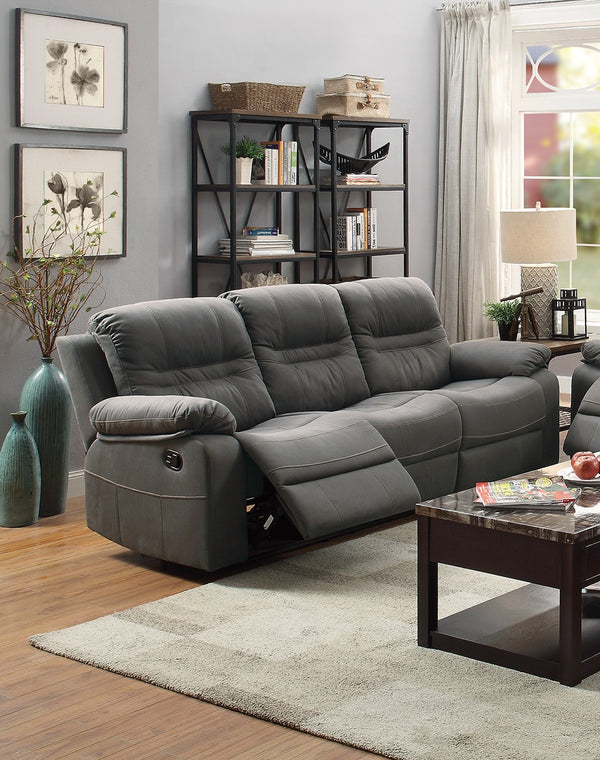 English Elm Contemporary Plush Breathable Leatherette Loveseat with Pillow-Top Arms, Metal Recline and Modern Comfort Slate Blue 83 L x 31 W x 27 H B011P205569