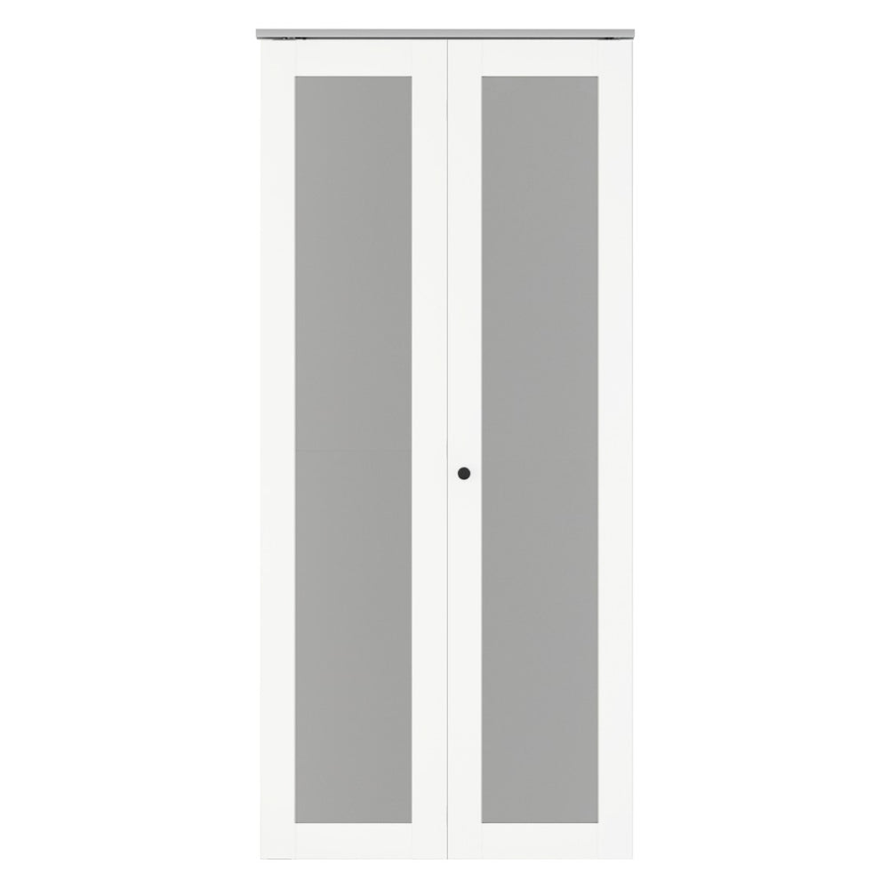 English Elm 30 in Matte Mdf Bi-fold Door with Frosted Glass Panels Hardware and Handle Included B2763P483196