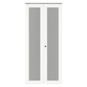 English Elm 30 in Matte Mdf Bi-fold Door with Frosted Glass Panels Hardware and Handle Included B2763P483196