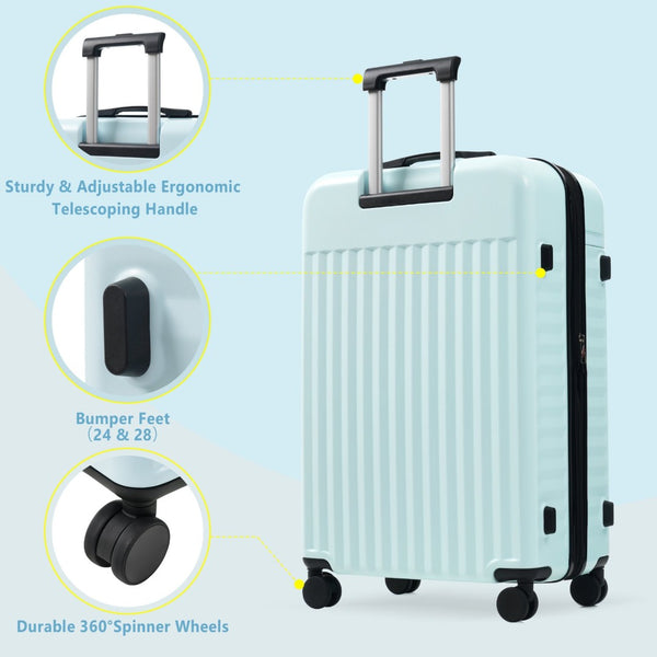 English Elm Luggage Set 5 Piece Abs Hardside Expandable Spinner Wheels Tsa Lock Travel Bags Light Blue N732P326115N